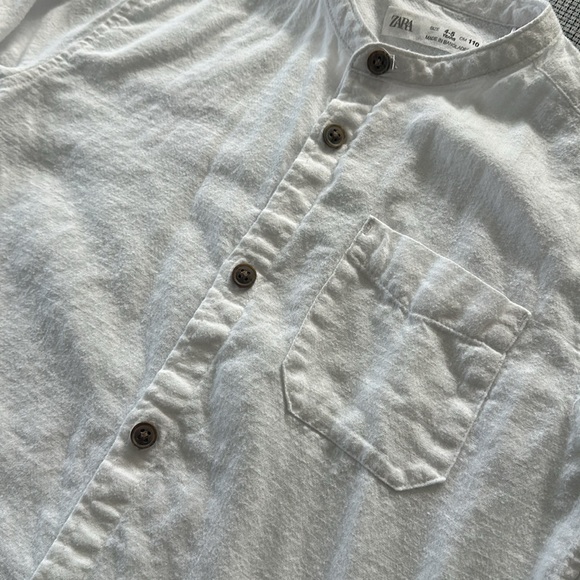 ZARA Boys Long Sleeve Banded Collar Button Up shirt - Picture 6 of 6